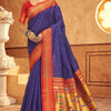 Majesty Royal Blue Paithani Silk Saree With Girlish Blouse Piece