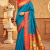 Desiring Firozi Paithani Silk Saree With Embrocation Blouse Piece