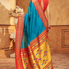 Desiring Firozi Paithani Silk Saree With Embrocation Blouse Piece