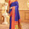 Panoply Royal Blue Paithani Silk Saree With Unequalled Blouse Piece