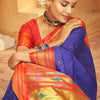 Panoply Royal Blue Paithani Silk Saree With Unequalled Blouse Piece