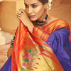 Panoply Royal Blue Paithani Silk Saree With Unequalled Blouse Piece