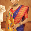 Panoply Royal Blue Paithani Silk Saree With Unequalled Blouse Piece