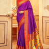Exceptional Purple Paithani Silk Saree With Ethereal Blouse Piece