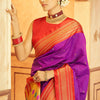 Exceptional Purple Paithani Silk Saree With Ethereal Blouse Piece