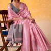 Resplendent Pink Soft Banarasi Tissue Silk Saree With Resonant Blouse Piece