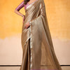 Desultory Brown Soft Banarasi Tissue Silk Saree With Designer Blouse Piece