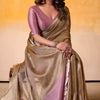 Desultory Brown Soft Banarasi Tissue Silk Saree With Designer Blouse Piece