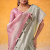 Woebegone Pista Soft Banarasi Tissue Silk Saree With Splendiferous Blouse Piece