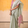 Woebegone Pista Soft Banarasi Tissue Silk Saree With Splendiferous Blouse Piece