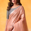 Beautiful Peach Soft Banarasi Tissue Silk Saree With Snappy Blouse Piece
