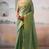 Fantabulous Green Soft Banarasi Tissue Silk Saree With Skinny Blouse Piece