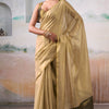 Bewitching Beige Soft Banarasi Tissue Silk Saree With Serendipity Blouse Piece