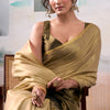 Bewitching Beige Soft Banarasi Tissue Silk Saree With Serendipity Blouse Piece