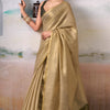 Bewitching Beige Soft Banarasi Tissue Silk Saree With Serendipity Blouse Piece