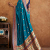 Angelic Teal Blue Soft Banarasi Silk Saree With Fairytale Blouse