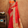 Desuetude Red Soft Banarasi Silk Saree With Imbrication Blouse