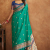 Petrichor Sea Green Soft Banarasi Silk Saree With Surreptitious Blouse