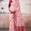 Charming Baby Pink Cotton Silk Saree With Twirling Blouse Piece
