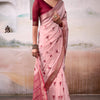 Charming Baby Pink Cotton Silk Saree With Twirling Blouse Piece