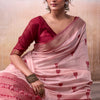 Charming Baby Pink Cotton Silk Saree With Twirling Blouse Piece