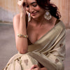 Confounding Beige Cotton Silk Saree With Opulent Blouse Piece
