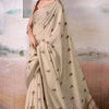 Confounding Beige Cotton Silk Saree With Opulent Blouse Piece