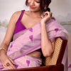 Phenomenal Lavender Cotton Silk Saree With Trendy Blouse Piece