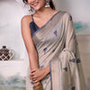 Elaborate Grey Cotton Silk Saree With Quixotic Blouse Piece