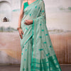 Ravishing Sea Green Cotton Silk Saree With Piquant Blouse Piece