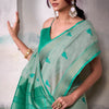 Ravishing Sea Green Cotton Silk Saree With Piquant Blouse Piece