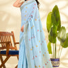 Quintessential Sky Cotton Silk Saree With Nectarous Blouse Piece