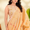 Desiring Peach Cotton Silk Saree With Alluring Blouse Piece