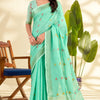 Majestic Turquoise Cotton Silk Saree With Breathtaking Blouse Piece