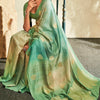 Outstanding Green Soft Banarasi Silk Saree With Desiring Blouse Piece