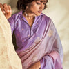 Brood Lavender Soft Banarasi Silk Saree With Chatoyant Blouse Piece
