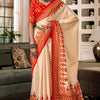 Divine Beige Patola Silk Saree with Conflate Blouse Piece