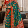 Pleasurable Rama Patola Silk Saree with Felicitous Blouse Piece