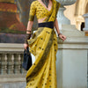 Delectable Yellow Cotton Silk Saree With Staring Blouse Piece