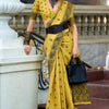 Delectable Yellow Cotton Silk Saree With Staring Blouse Piece