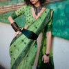 Bewitching Green Cotton Silk Saree With Devastating Blouse Piece
