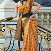 Girlish Orange Cotton Silk Saree With Winsome Blouse Piece