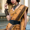 Girlish Orange Cotton Silk Saree With Winsome Blouse Piece