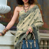 Flamboyant Beige Cotton Silk Saree With Preferable Blouse Piece