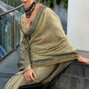 Prominent Beige Cotton Silk Saree With Twirling Blouse Piece