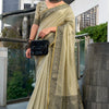Prominent Beige Cotton Silk Saree With Twirling Blouse Piece