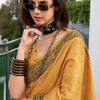 Captivating Yellow Cotton Silk Saree With Adoring Blouse Piece