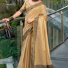 Sumptuous Beige Cotton Silk Saree With Ornate Blouse Piece