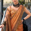 Preferable Orange Cotton Silk Saree With Epiphany Blouse Piece