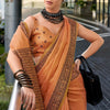 Preferable Orange Cotton Silk Saree With Epiphany Blouse Piece